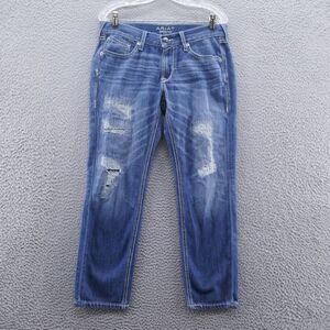 Ariat Womens Distressed Boyfriend Jeans 28 Blue Mid Rise Med‎ Wash Cotton Denim